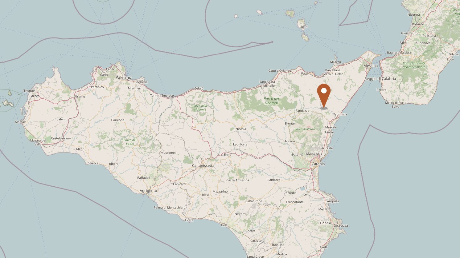Mappa della Sicilia con la posizione di Di Costa S.p.A. a Francavilla di Sicilia